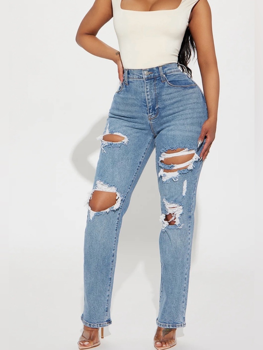 Mom High-Rise Distressed Blue Women’s Jeans